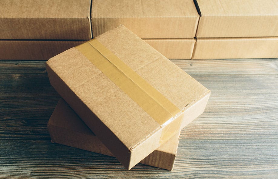 cardboard boxes ready to ship.